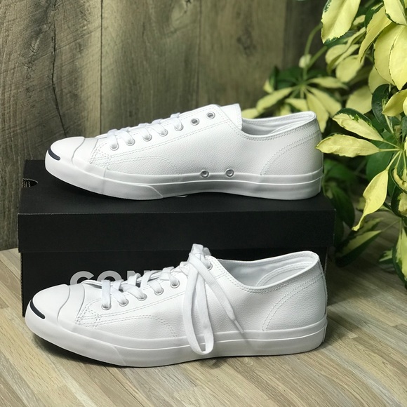 Converse Jack Purcell LEA Leather LowTop WhiteNavy - Picture 2 of 8